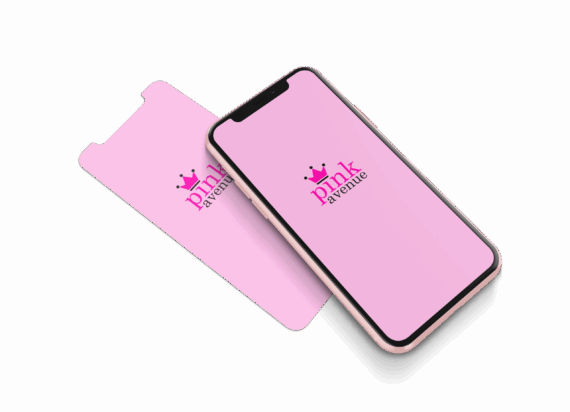 The main image of Pink Avenue Beauty's custom app on a phone
