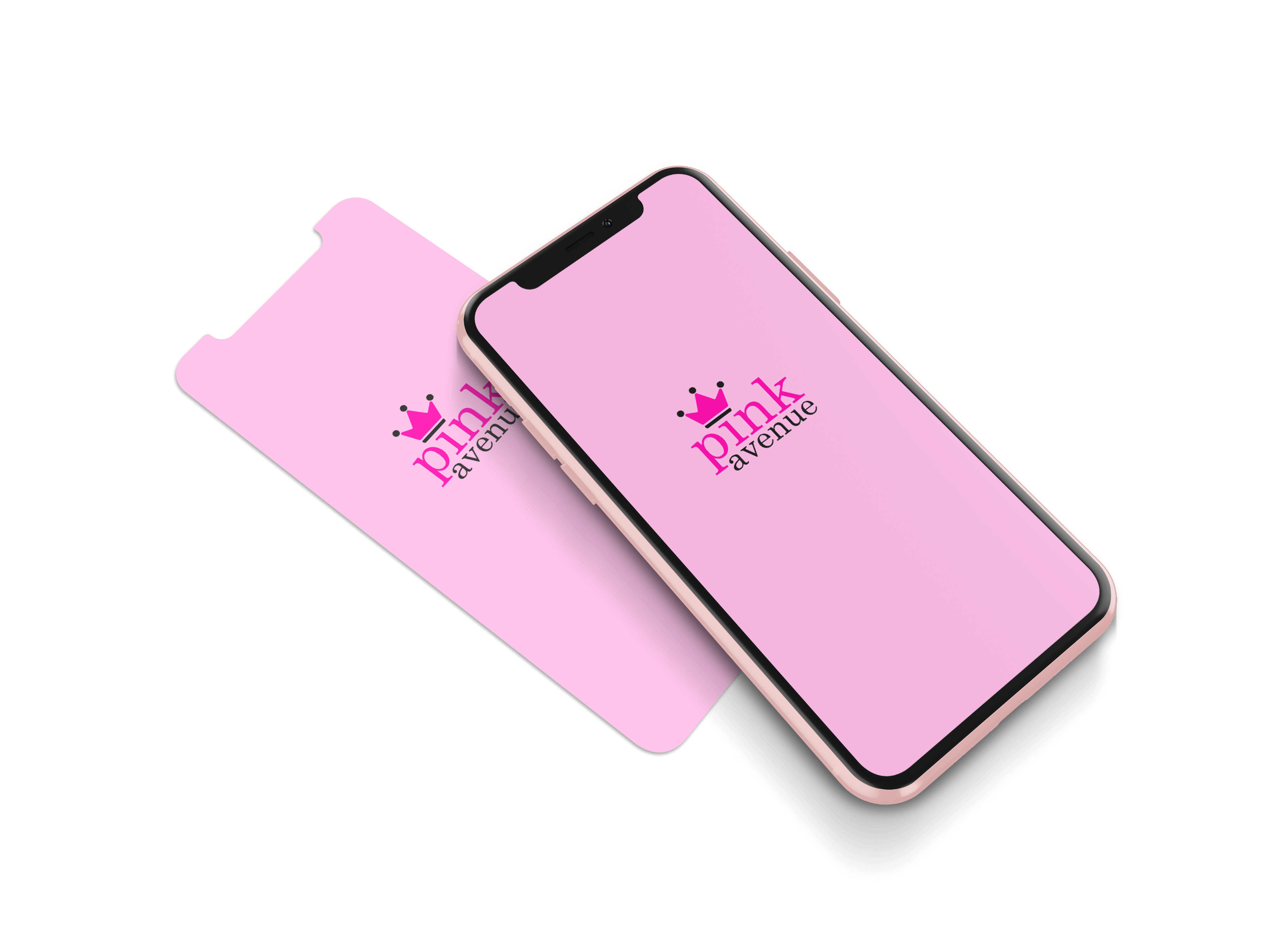 The main image of Pink Avenue Beauty's custom app on a phone