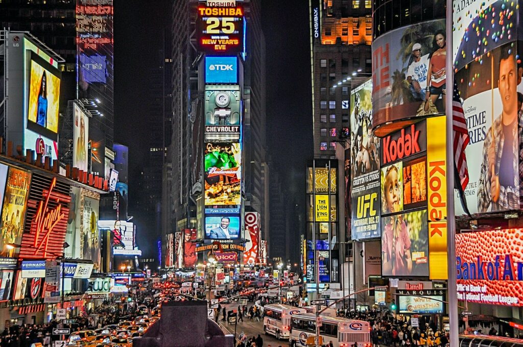 Advertisements in NYC's Times Square