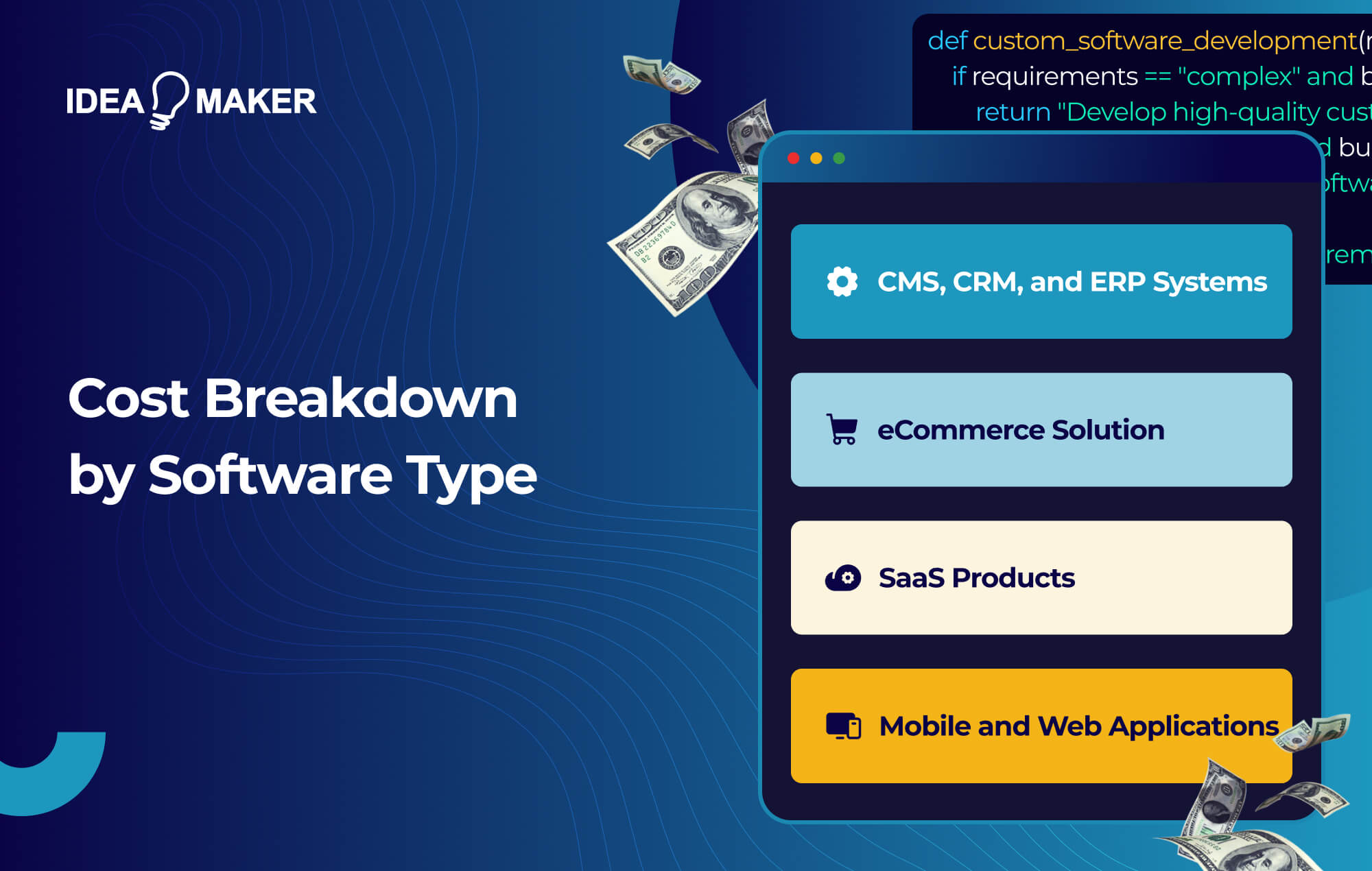 Ideamaker - Cost Breakdown by Software Type